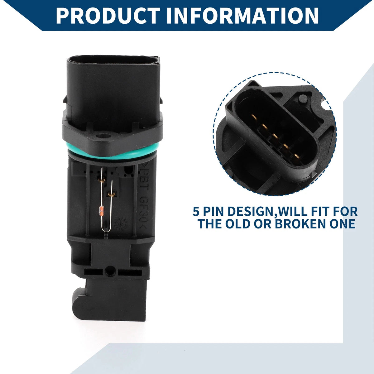 Mass Air Flow Sensor for BMW 320i (2003-2012) - 1 x No.13627533853 Black