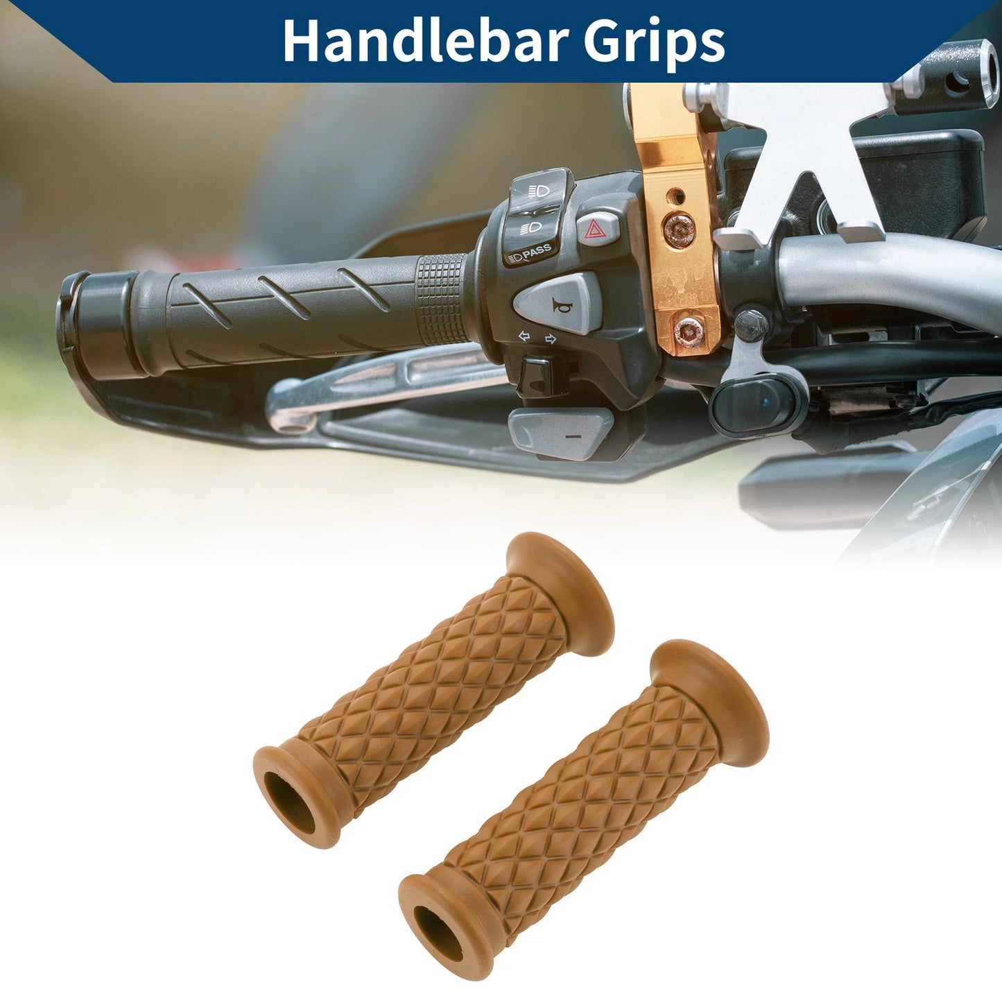 7/8" 22mm Hand Grip Cover for Motorcycle Handlebar Grips Rubber Light Brown
