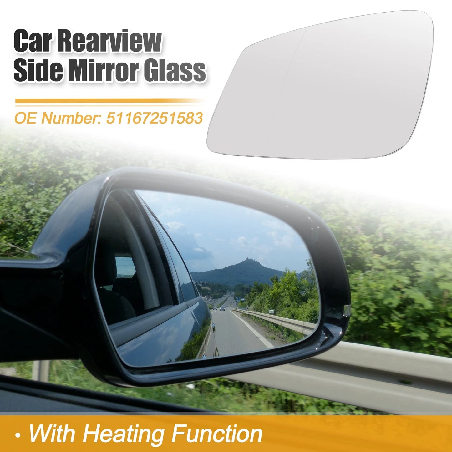 Heated Left Side Rearview Mirror Glass for BMW 5 Series (2001-2010)