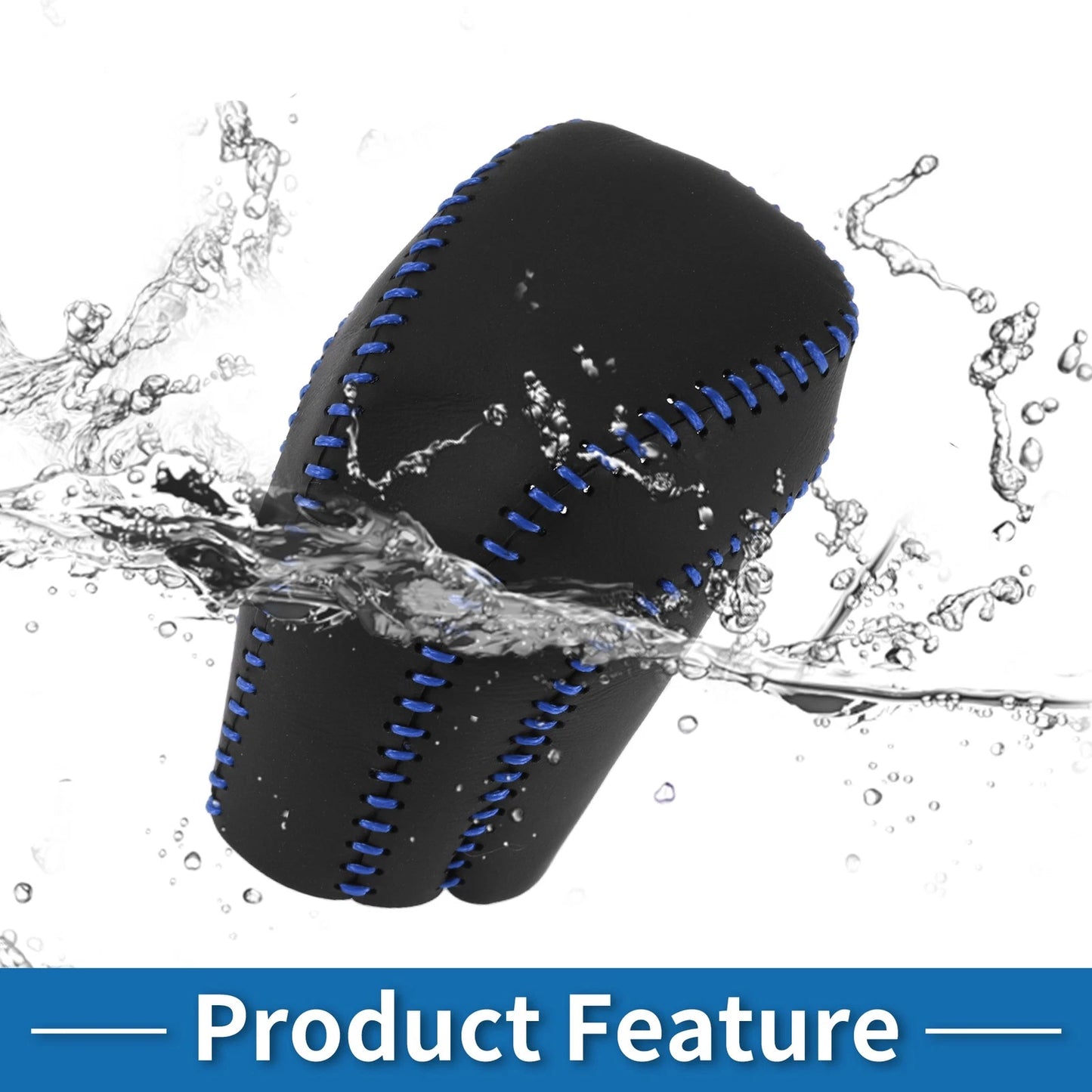 Car Gear Shift Knob Cover for Toyota Camry (2018-2024) Black Blue Faux Leather