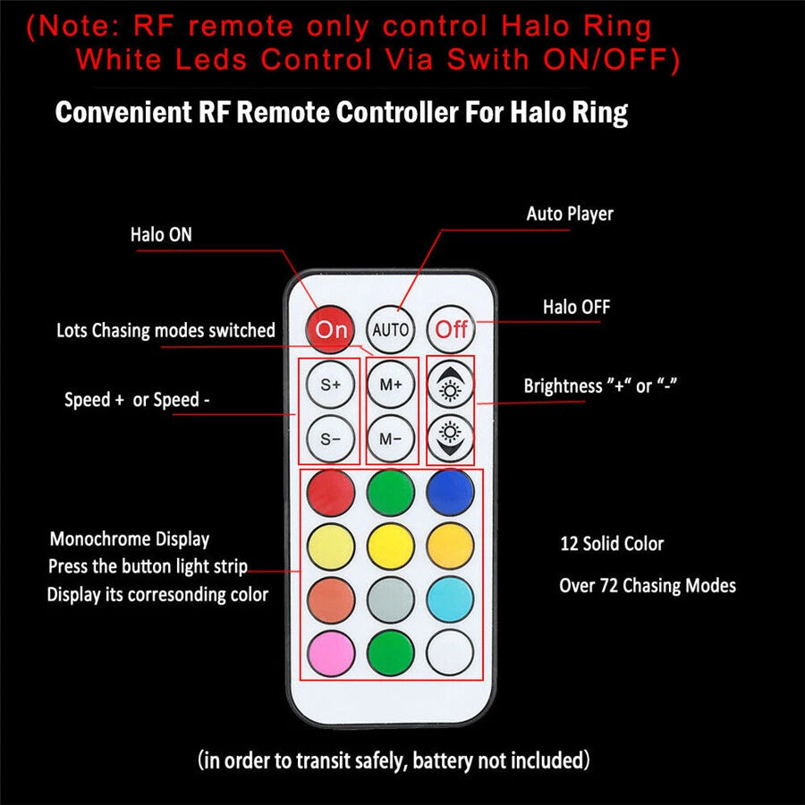 3" RGB Halo Ring LED Work Light Pods for Car (No Year Specified)