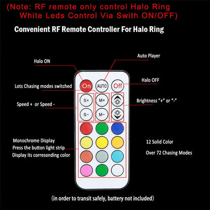3" RGB Halo Ring LED Work Light Pods for Car (No Year Specified)