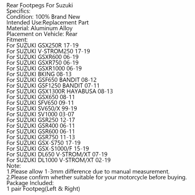 Footpegs for Suzuki DL650/1000 V-Strom/XT, GSX-S 750 (2017-2023)