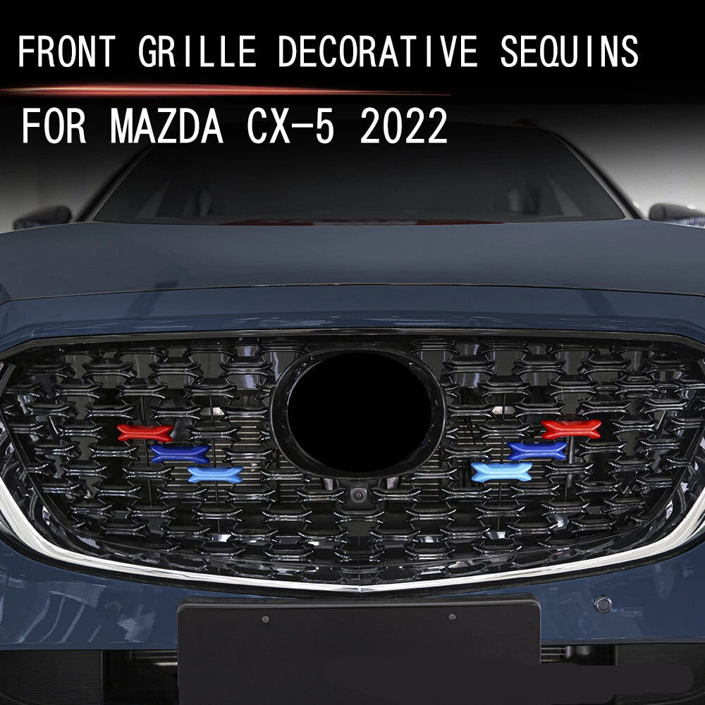 6PCS 3 Colors Front Mesh Grille Decor Cover Trim Mazda CX-5 (2022–2023)