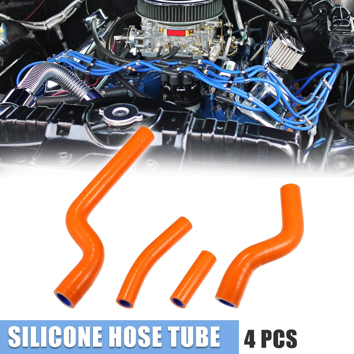 4pcs Orange Silicone Radiator Hose Tubing for Yamaha YZ250 (2002-2013)