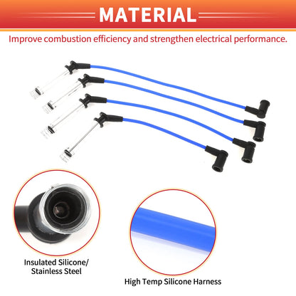 4 Pcs Spark Plug Wire Ignition Coil Cables for Ford Fiesta (2001-2008)