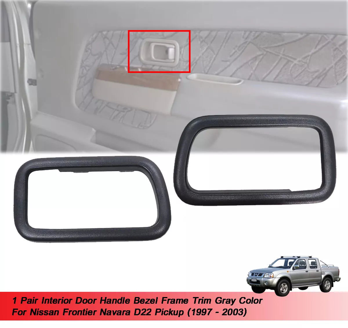 Door Handle Bezel Frame Gray for Nissan Navara D22 (1997-2003)