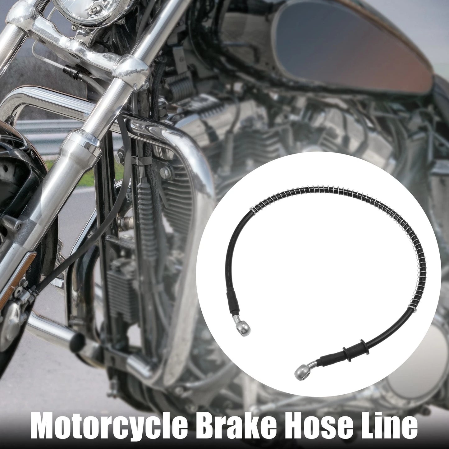 60cm Brake Line Oil Hose Pipe with Spring Protection Black for Motorcycle