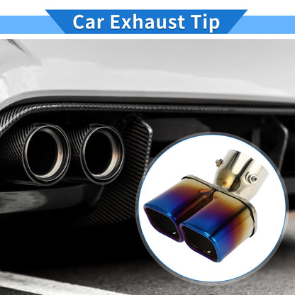 Square Curved Slant Dual Exhaust Tip for Toyota Land Cruiser Prado Burnt Blue