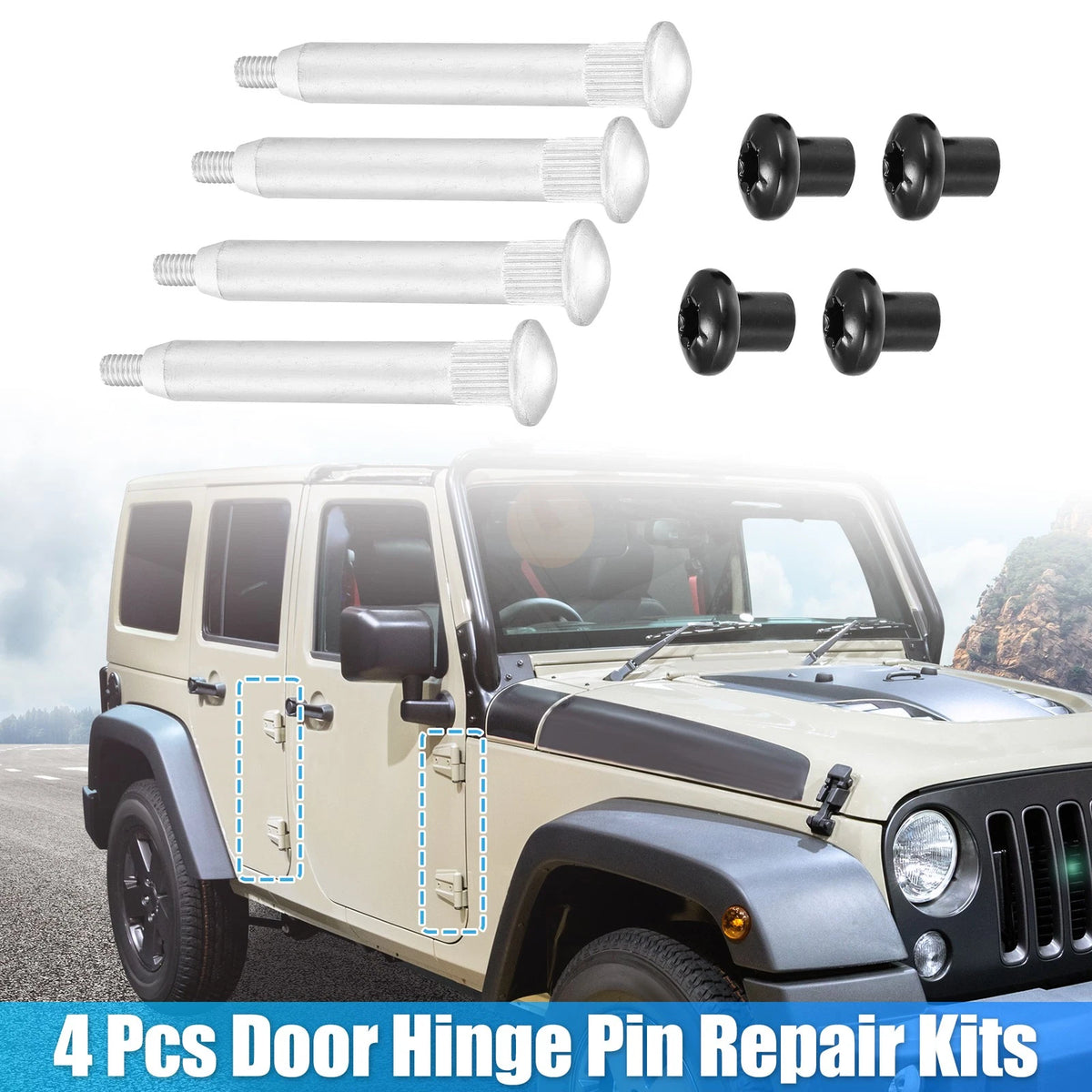 4 x Door Hinge Pin Repair Kit for Jeep Wrangler (2007-2018)
