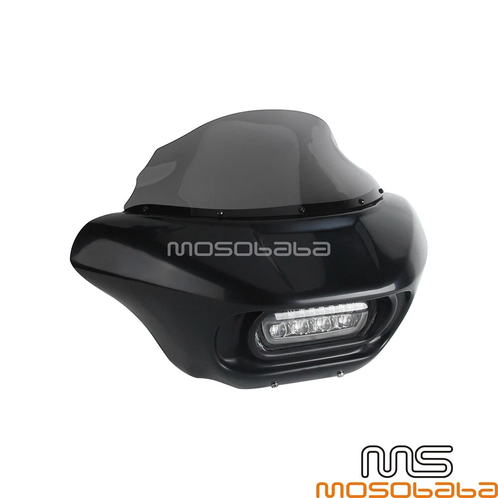 Headlight Fairing Windshield w/ LED Lamp for Harley Softail Fat Bob (2018-2023)