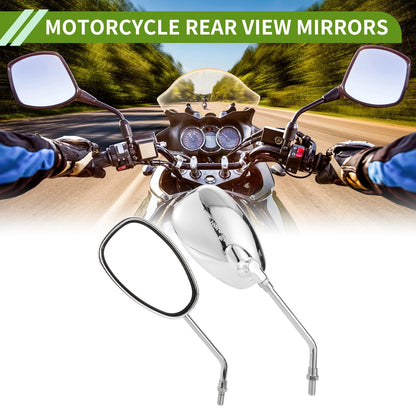 M10 / 2 x Rear View Mirrors Oval Handlebar Chrome Silver Tone for M10 Motorcycle