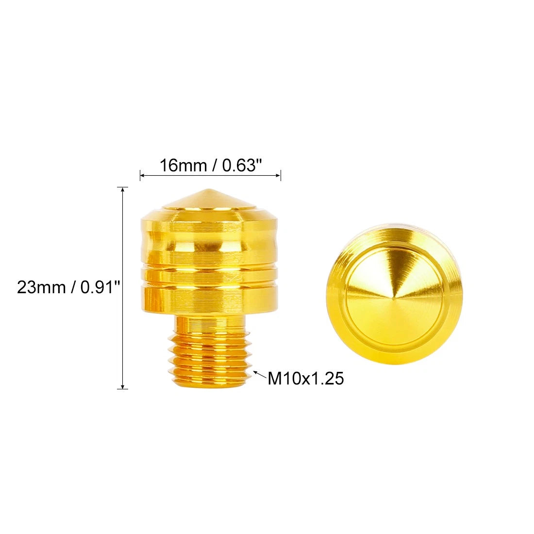 2 x 10mm Mirror Hole Plugs Reverse Screw Yellow Universal for Motorbike