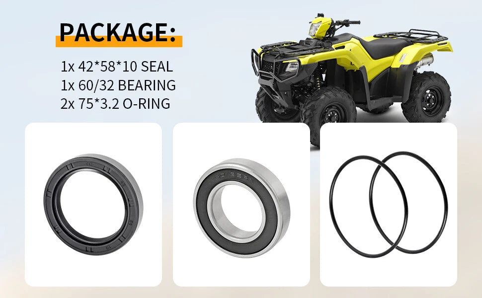 Left Rear Axle Wheel Bearing & Seal for Honda Foreman 400/450/500/520 (1995-2023)