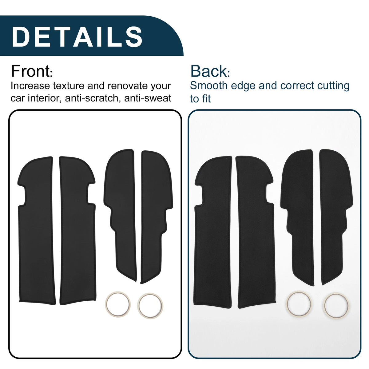 Car Door Anti Kick Pad Sticker Protector for Toyota Prado (2014) - Black