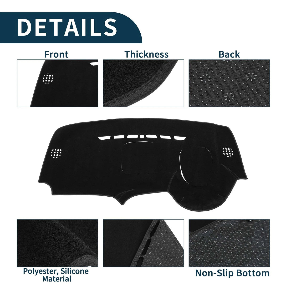 Dashboard Cover Mat for Peugeot 3008 (2013-2015) Sun Protector Black