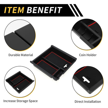 Center Console Organizer Insert Tray for Toyota Tacoma (2016-2021) Black Red