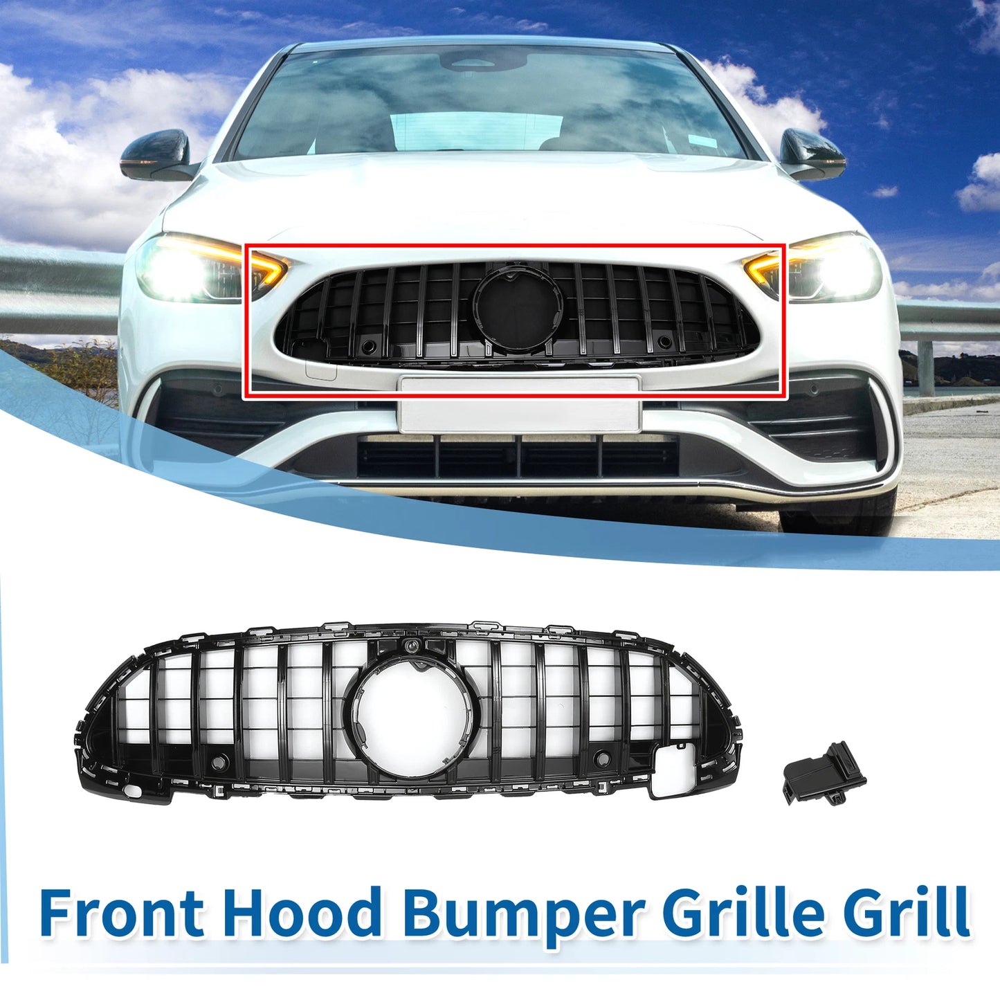 Front Upper Bumper Grille for Mercedes-Benz C200 AMG Body Styling (2023)
