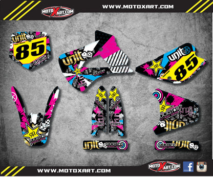 Custom Graphics Kit for 1998-2013 Kawasaki KX 85 - RUSH Style Decals
