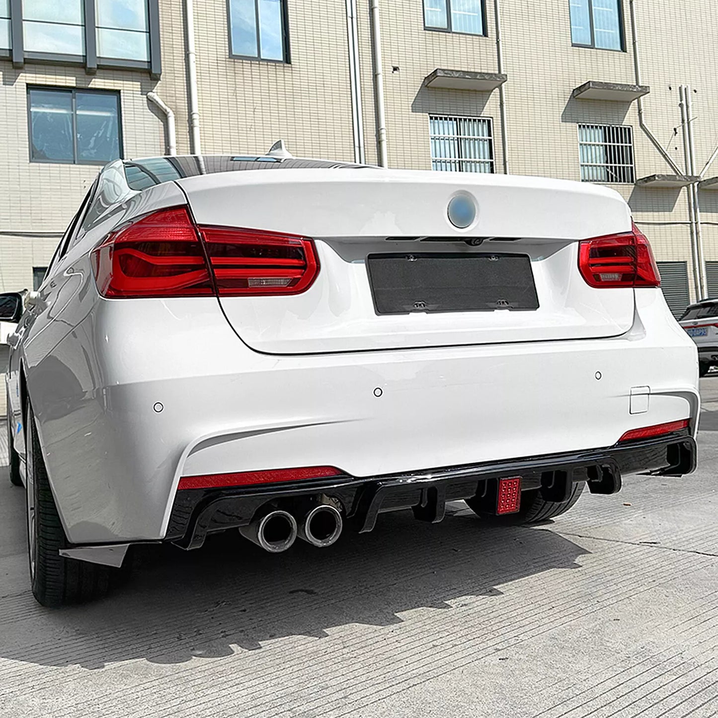 Rear Bumper Diffuser Lip w/ Lights for BMW F30 M Sport (2013-2019)