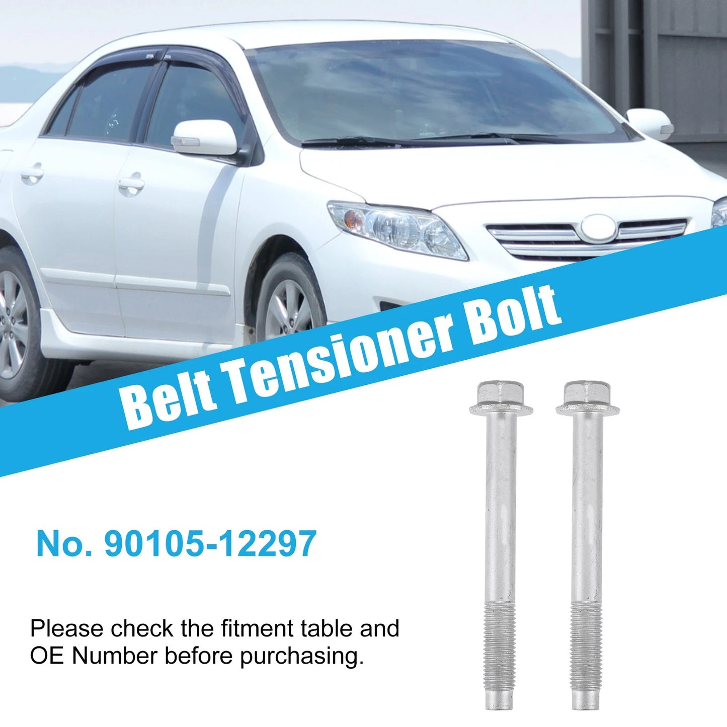 2 x M12x1.5mm Automobile Pulley Tensioner Bolts for Toyota Corolla (1998–2008)