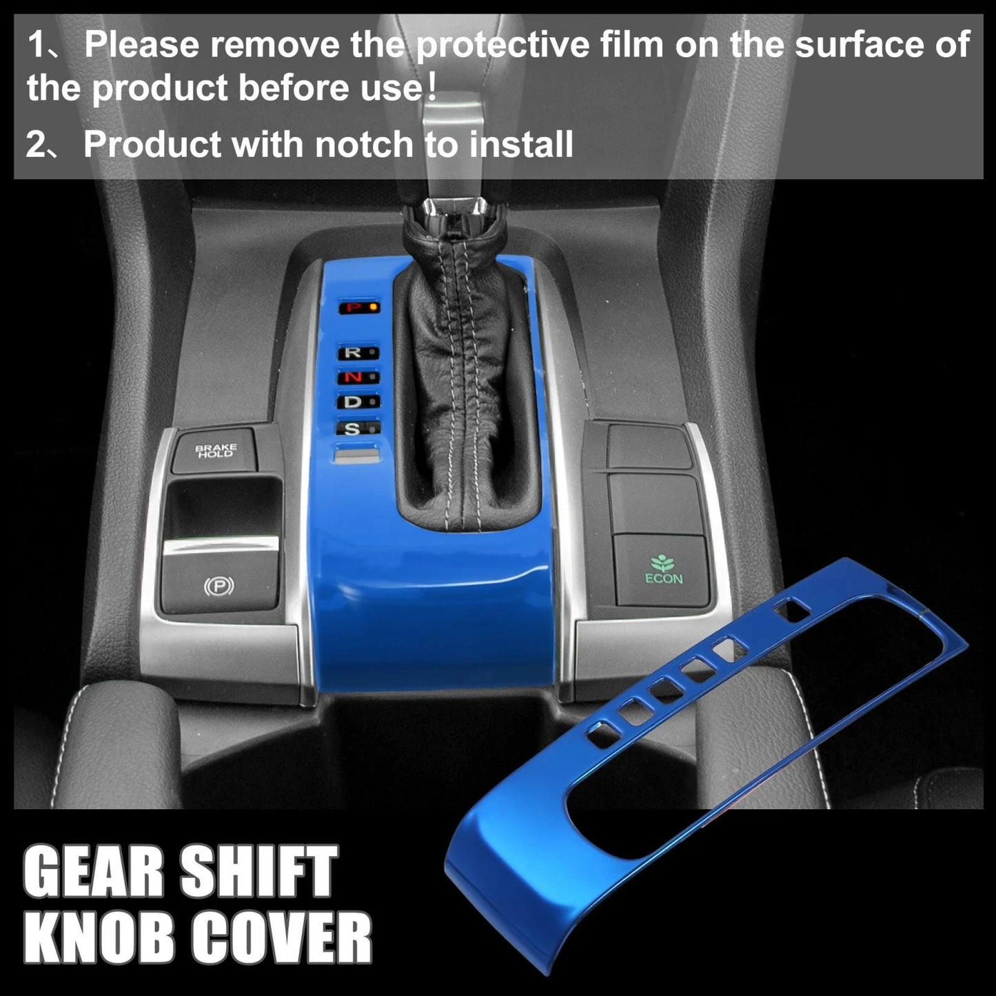 Blue Gear Panel Frame Shift Knob Trim for Honda Civic (2016-2021)