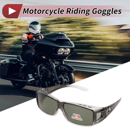 1x Motorcycle Riding Goggles Dark Green Lens Clear Gray Frame