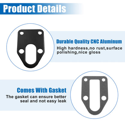 Set Fuel Pump Mounting Plate with Gasket for Chevy SBC 283 327 Engine Black
