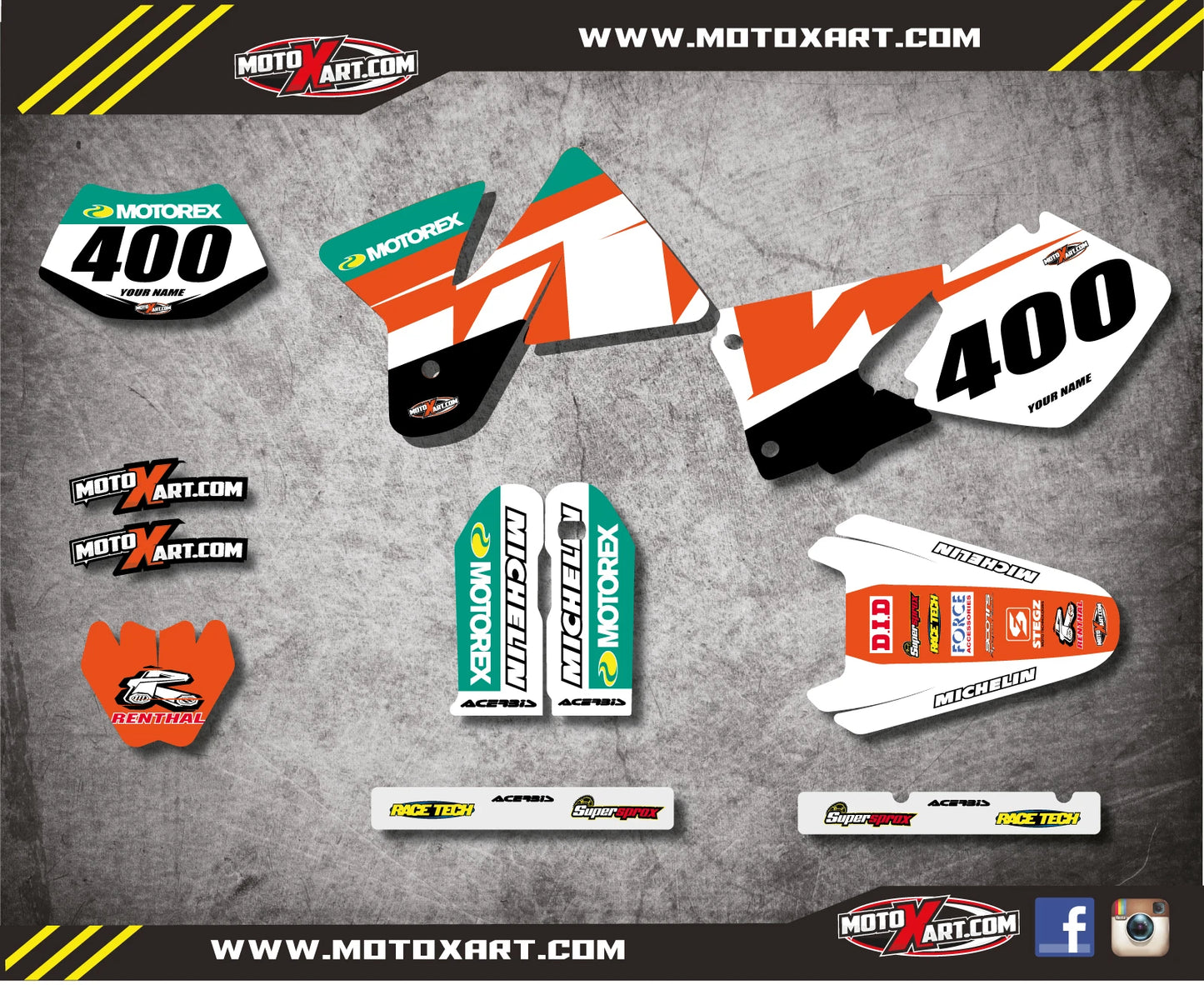 Custom Graphic Kit RECKLESS STYLE for KTM EXC (1998-2000) Decals Stickers