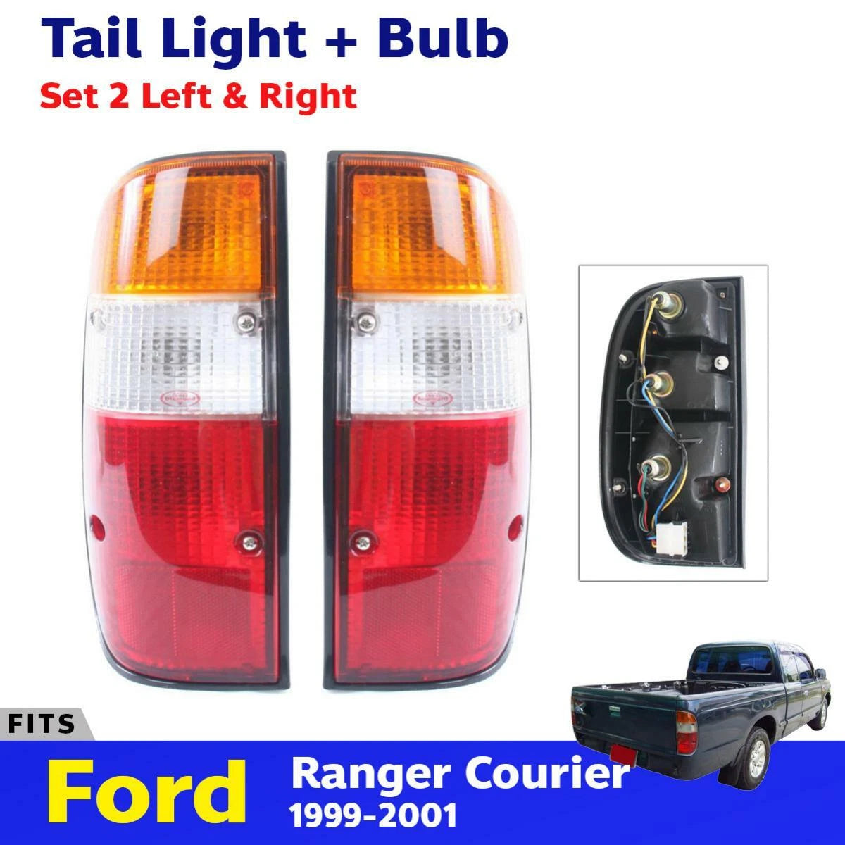 Pair Tail Lights Assembly Rear Lamp Fits 1999-2001 Ford Ranger Thunder Ute Truck