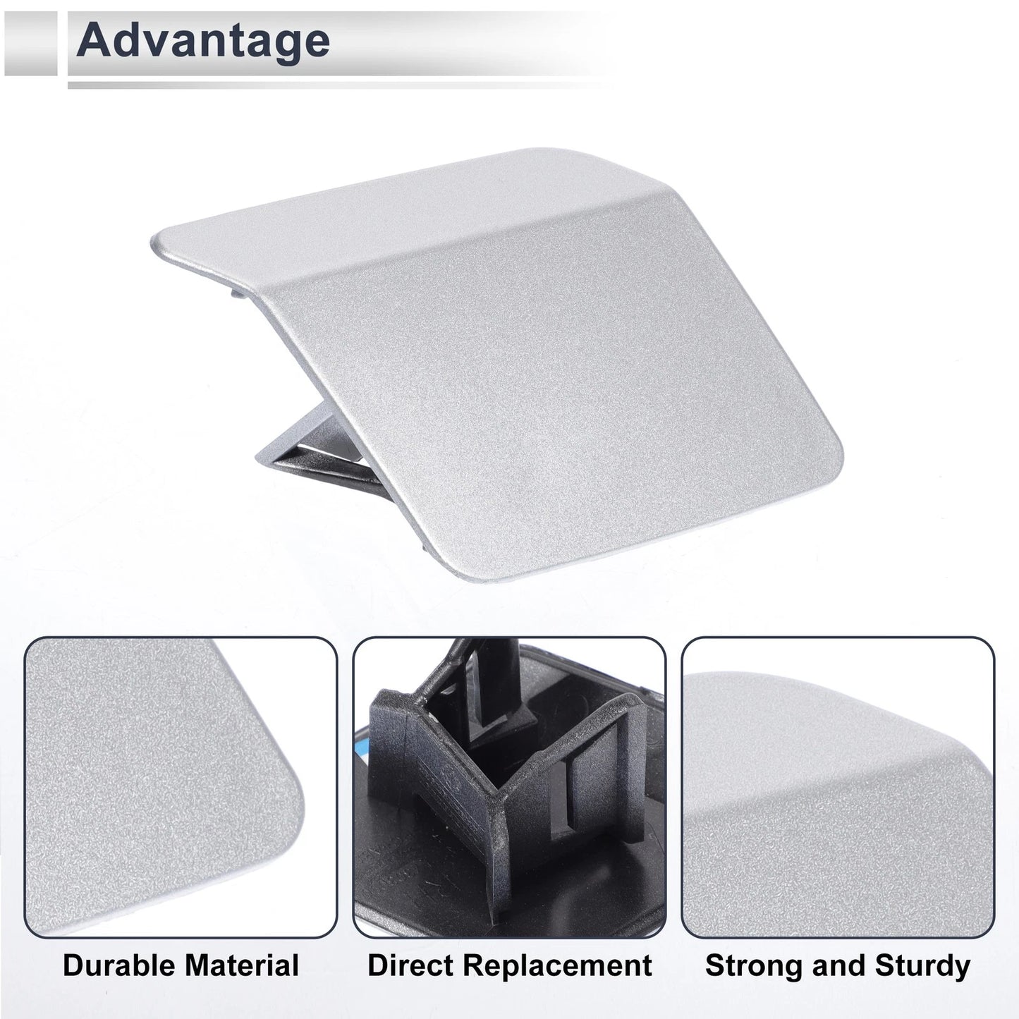 Bumper Headlight Washer Nozzle Cover for BMW X5 (2000-2006) Silver Tone