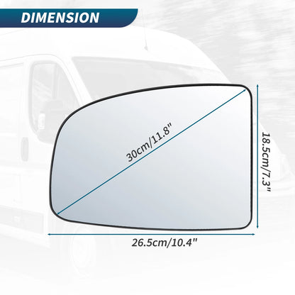 Right Side Mirror Glass for Fiat Ducato, Citroen Jumper, Peugeot Boxer (2006-2023)