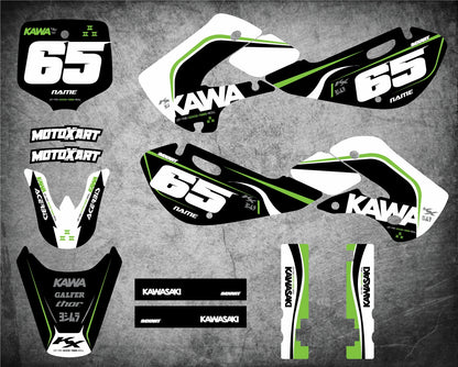 Custom Decal Kit CREW Style for Kawasaki KX 65 (2000-2020)