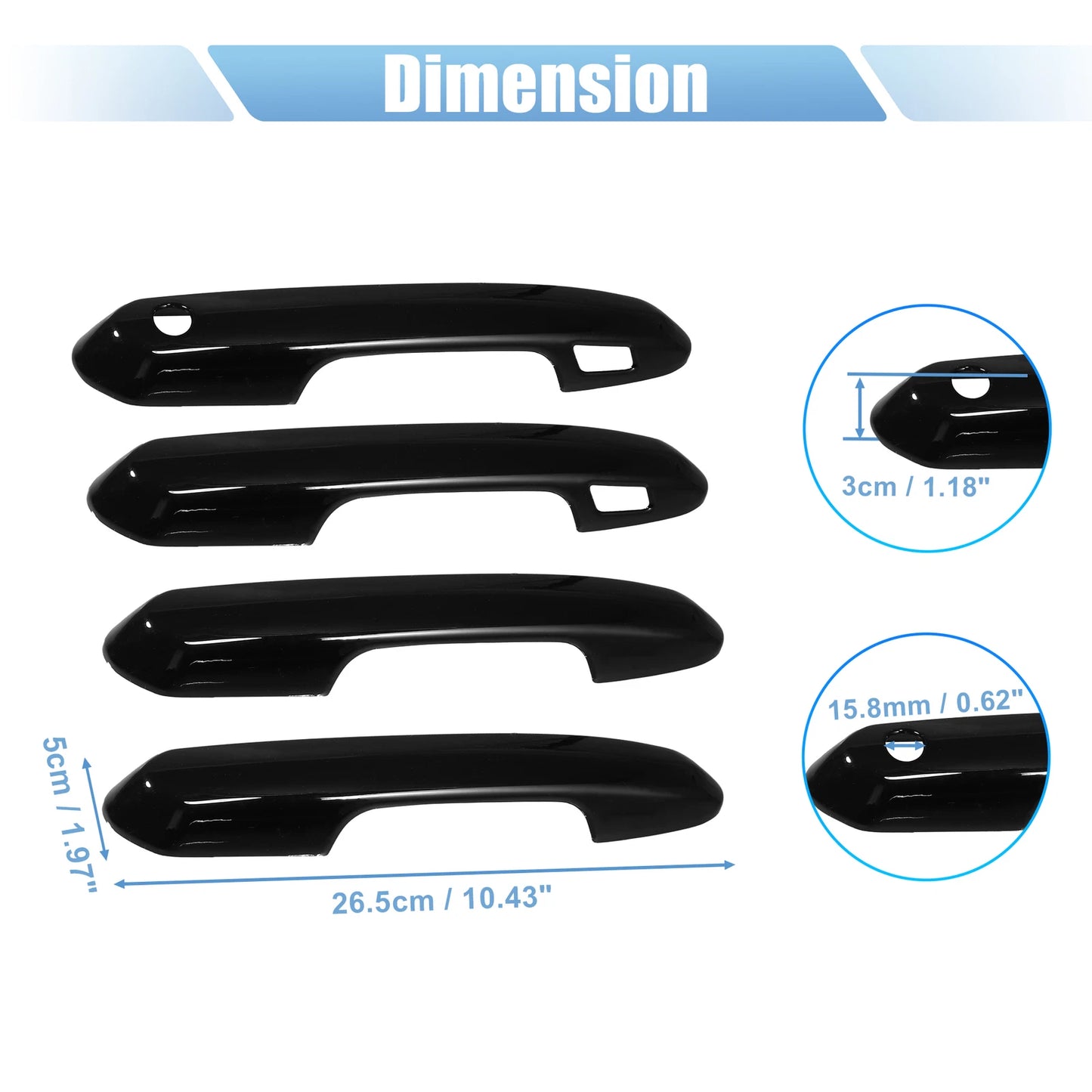 4pcs Black Car Side Door Handle Cover Trim for Toyota Highlander RAV4 (2019-2021)