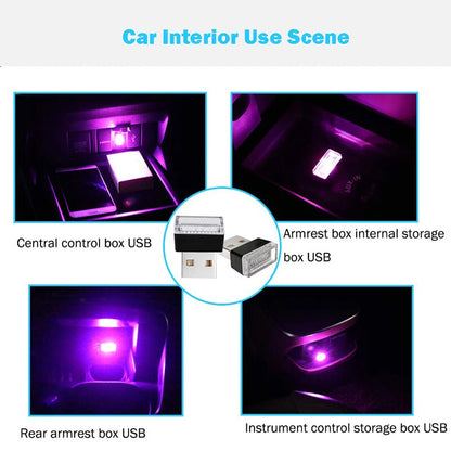 2 x Purple Mini USB LED Car Interior Lights for Auto Atmosphere (2020-2023)