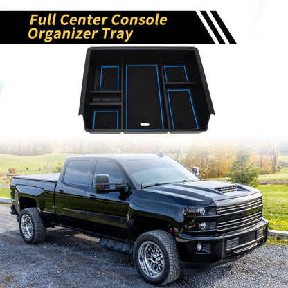 Center Console Organizer Box Tray Full for Chevy Silverado & GMC Sierra Blue