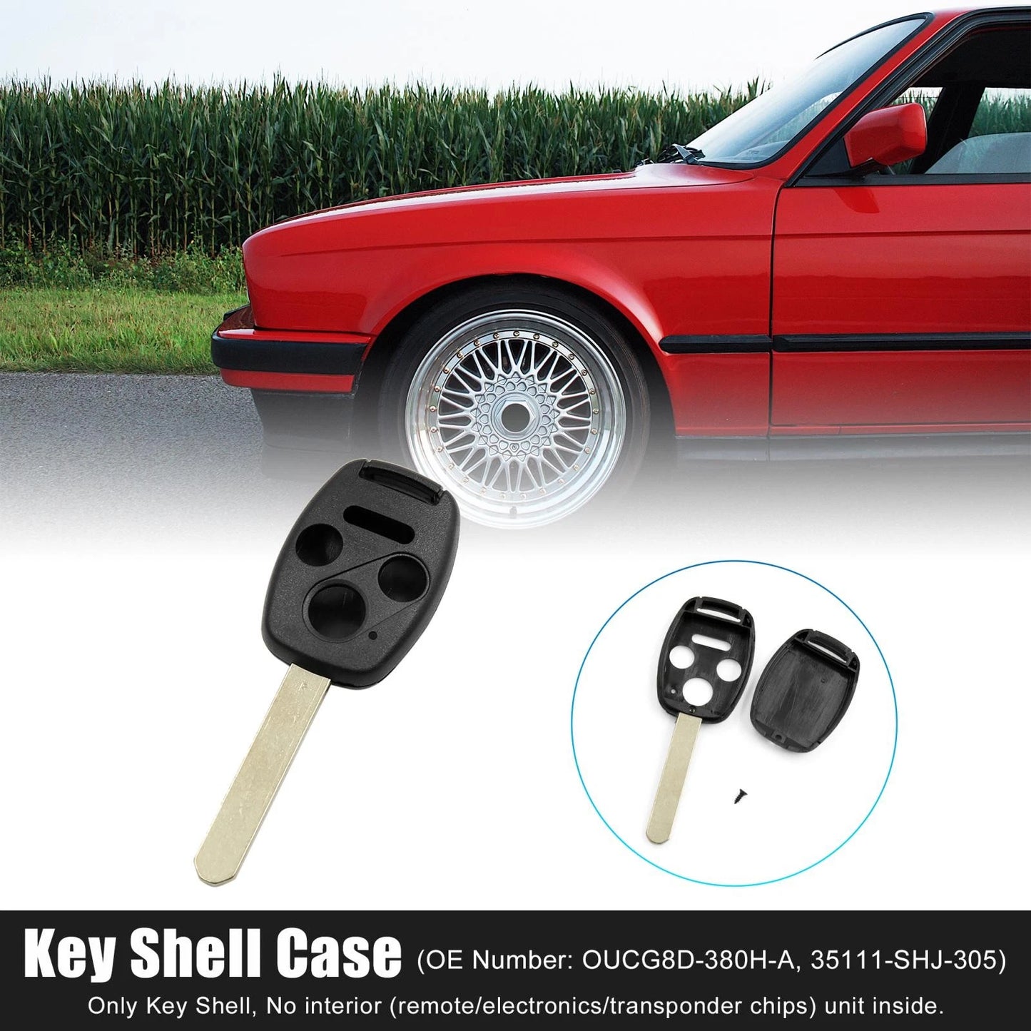 Key Shell Case for Honda Accord (2003-2007) 4 Button Black