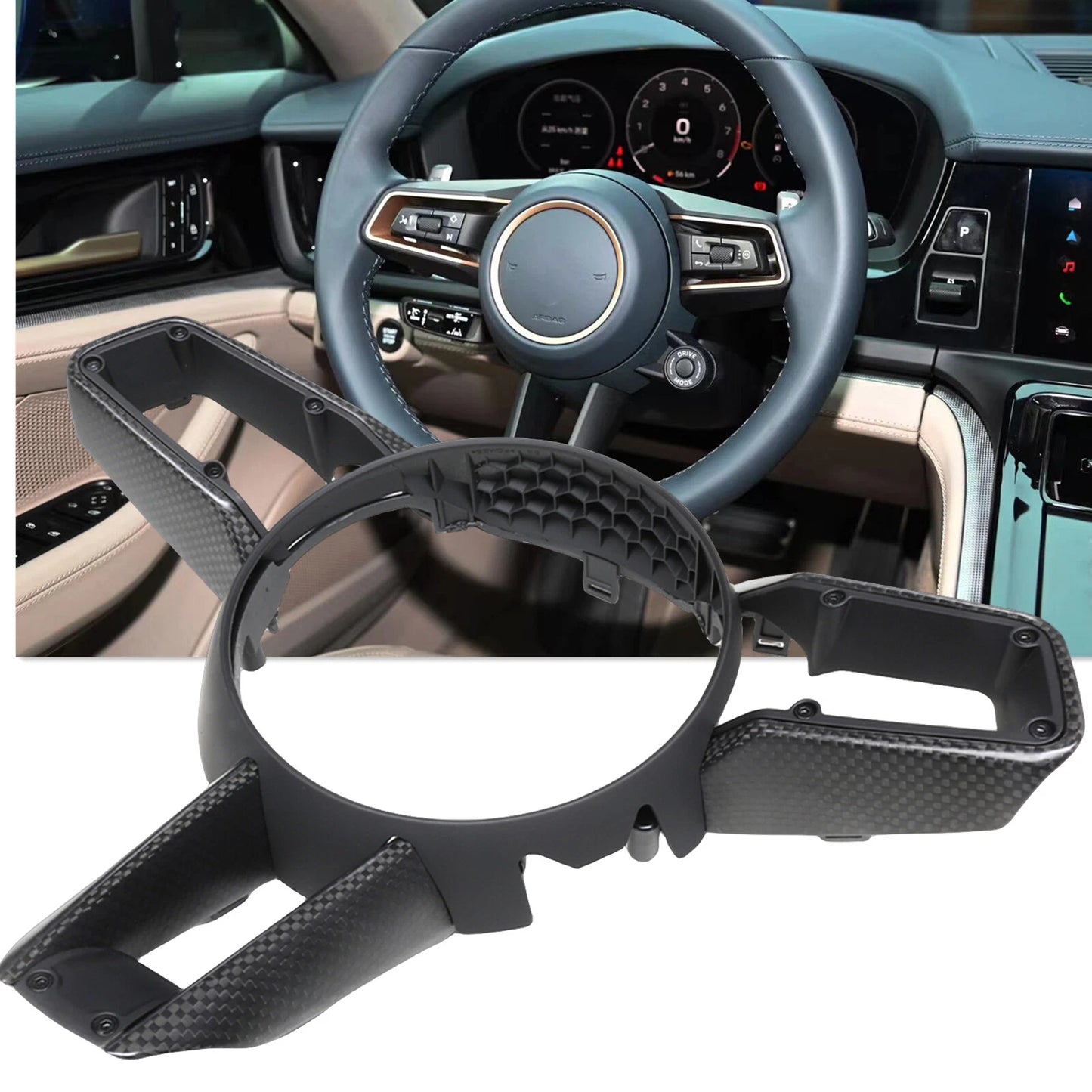 Matte Carbon Fiber Steering Wheel Cover for Porsche 911 (2020-2023)