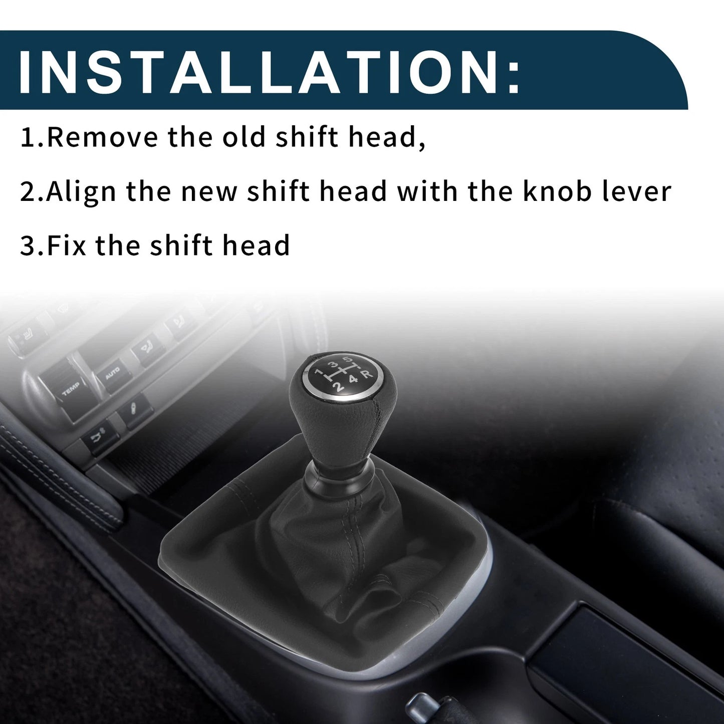 5 Speed Gear Shift Knob & Cover for Peugeot 206 Hatchback (2000-2010)