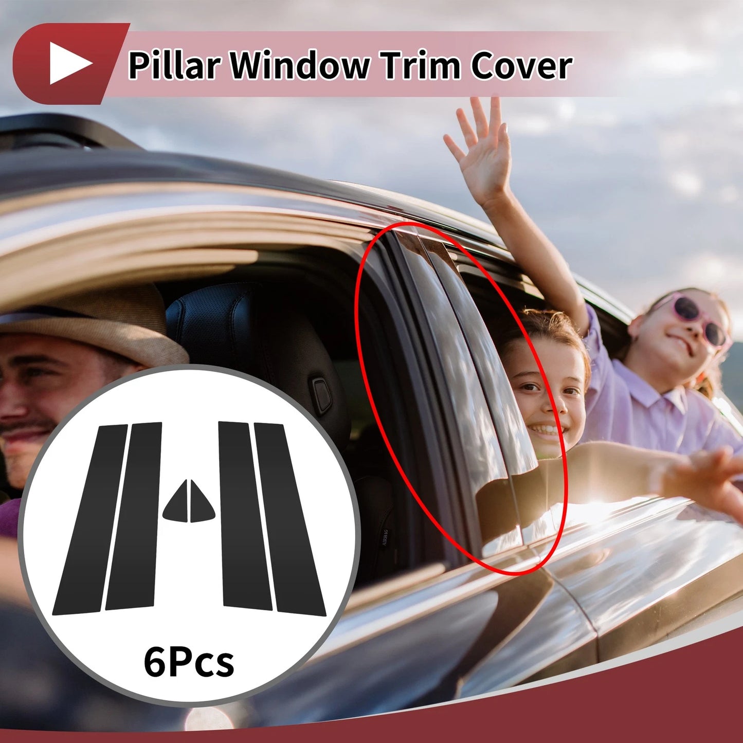 6x Car Door Pillar Window Trim for Dodge Durango Black (2011-2020)