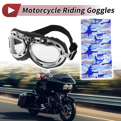 Motorcycle Riding Goggles Transparent Lens Black Frame Cycling Sunglasses