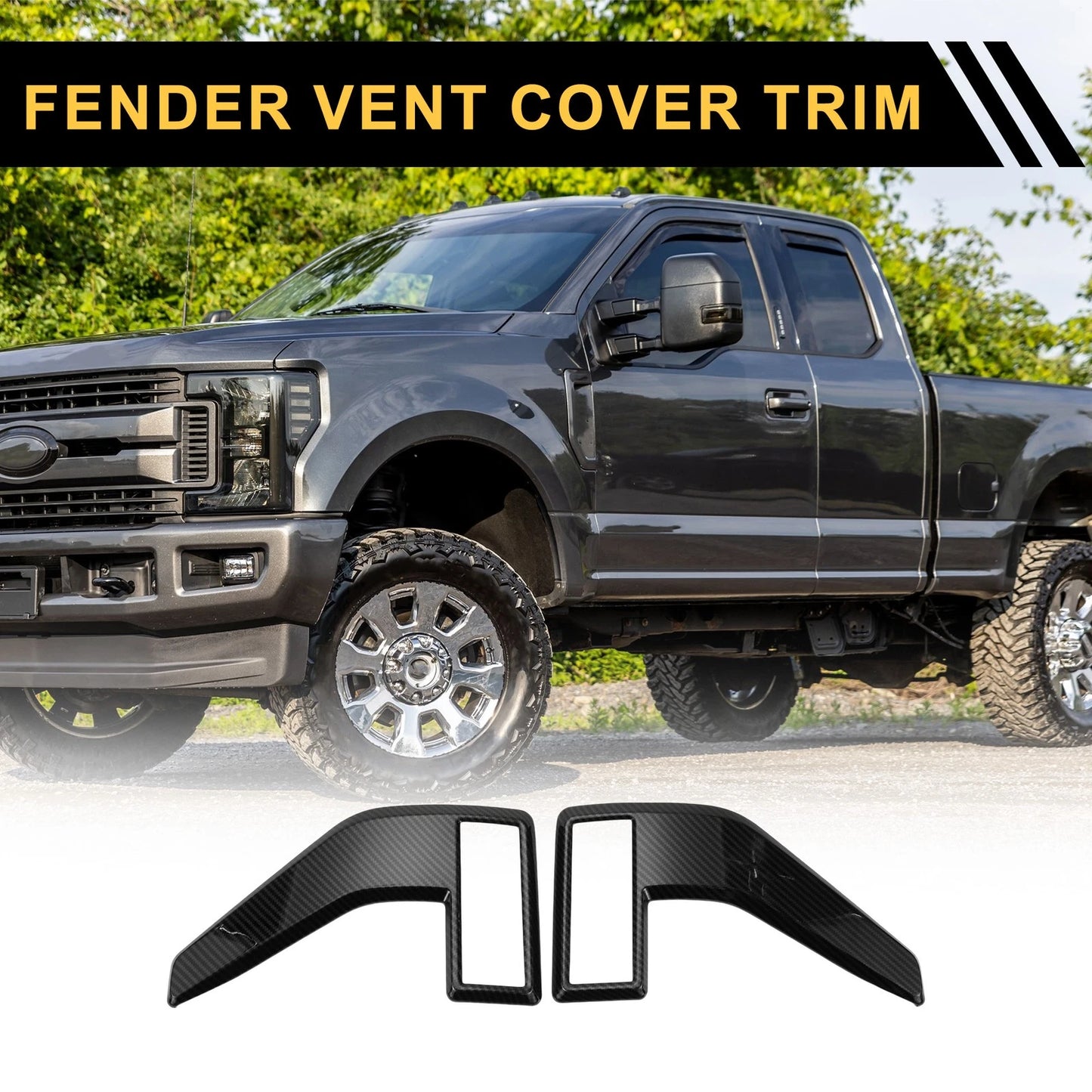 Fender Vent Cover Trim for Ford F-150 2021-2024 Carbon Fiber Pattern 1 Set