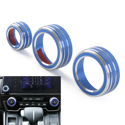 3 x AC Climate Control Knob Cover Trim for Honda CR-V (2017-2022) Blue