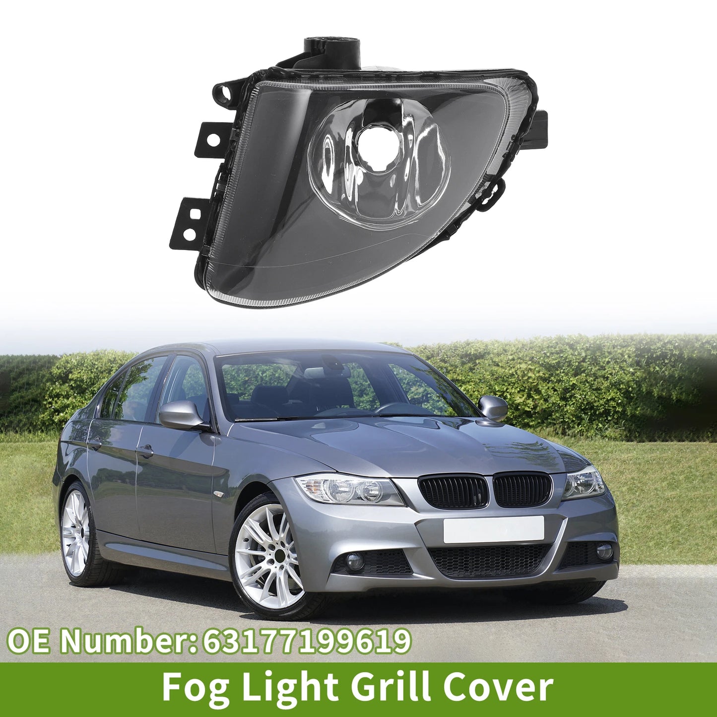 Left Fog Light Grill for BMW 535i 2010-2017 (1 x Clear, Black)