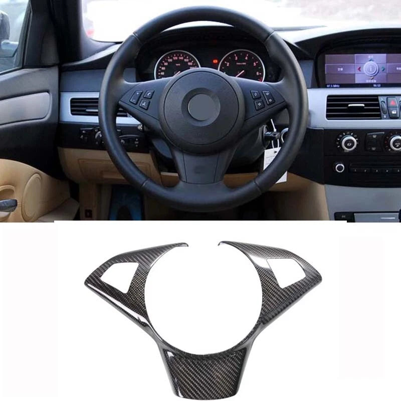 Real Carbon Fiber Steering Wheel Frame Cover for BMW 5 Series E60 M5 2004-2010