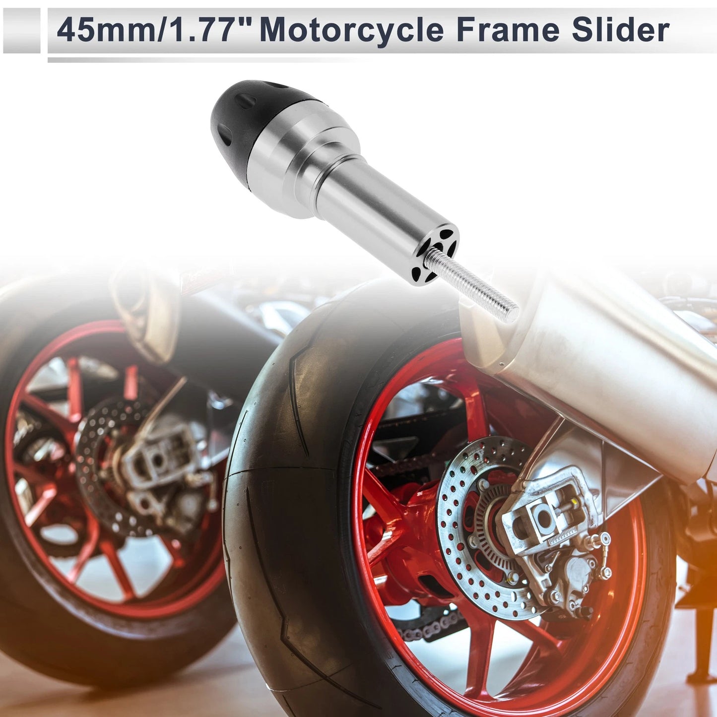10mm Aluminum Alloy Plastic Motorcycle Slider Frame with Bolt 1 Set Silver Tone