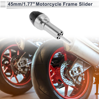 10mm Aluminum Alloy Plastic Motorcycle Slider Frame with Bolt 1 Set Silver Tone