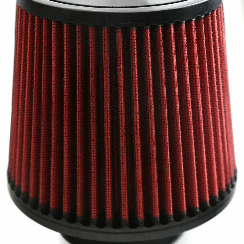 4" High Performance Cold Air Intake Cone Dry Filter for Red Vehicle Model
