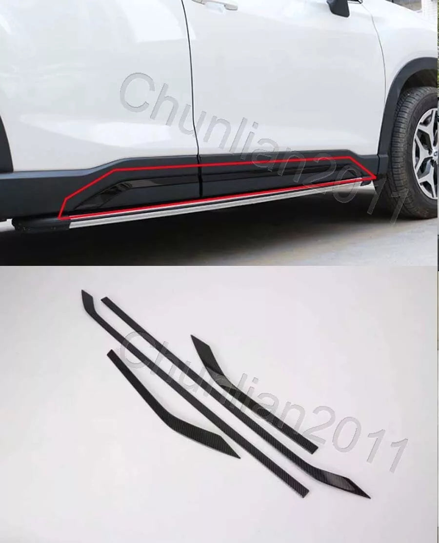 Door Sill Side Molding Cover Trim for Subaru Forester (2019-2023) 4 x Fiber