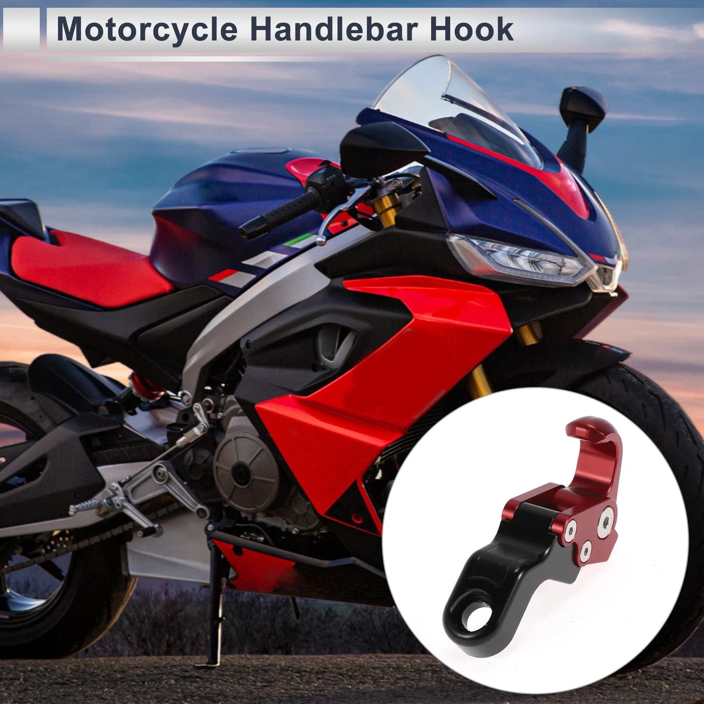Slope Handle with Hook Aluminum Alloy Hanging Hook Red for Motorcycle